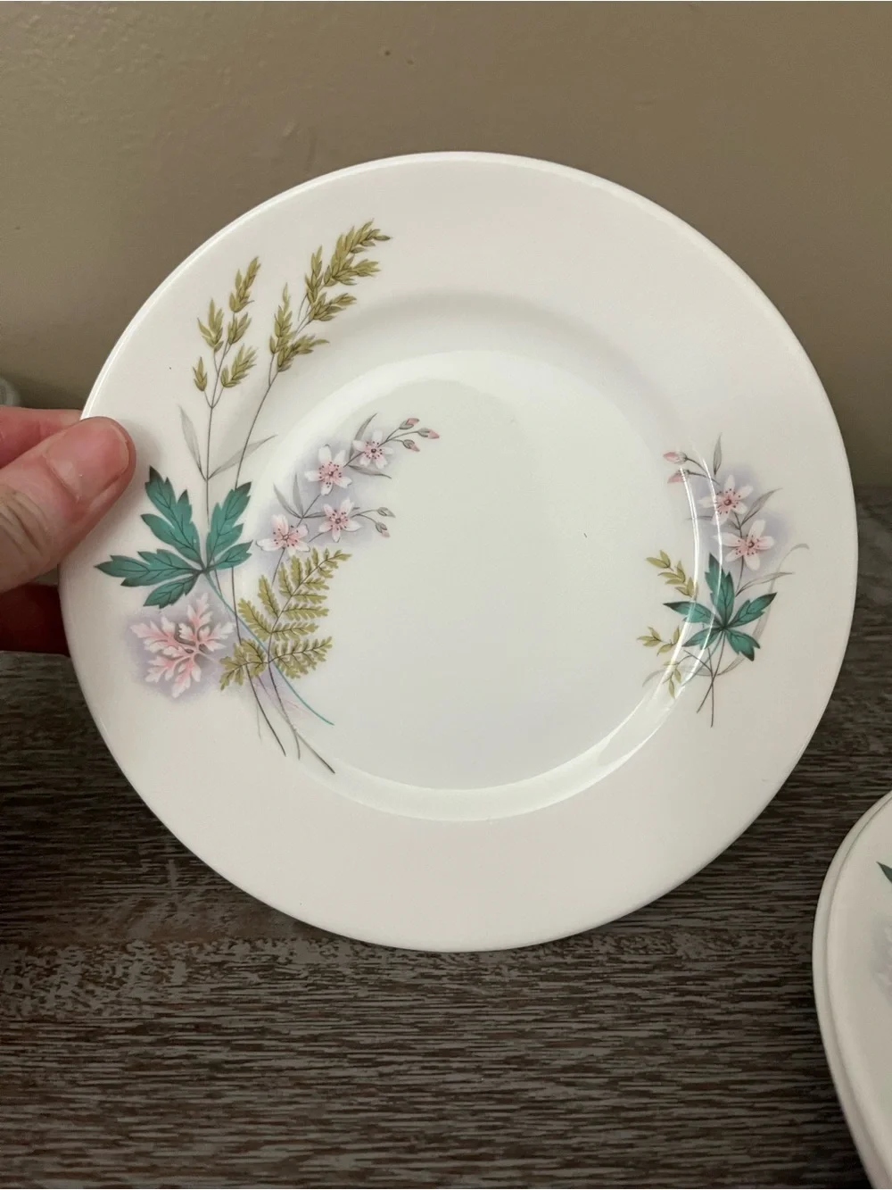Vintage Queen Anne bone china plate in the Louise pattern, set of six